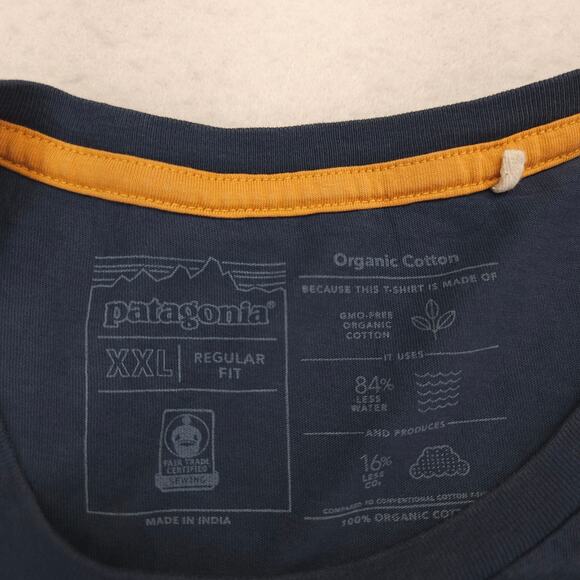 Patagonia Regular Fit Short Sleeve Crew Neck T-Shirt Mens Size 2XL Navy Blue - Picture 3 of 9